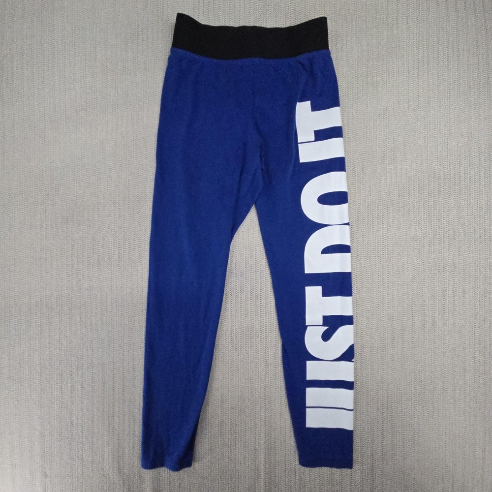 Nike Sportswear Essential High-Waisted Leggings Womens Medium Blue Just Do It